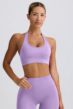 Chic Define Luxe Halterneck Sports Bra in Lilac
