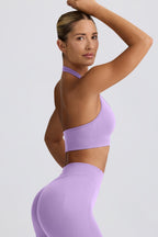 Chic Define Luxe Halterneck Sports Bra in Lilac