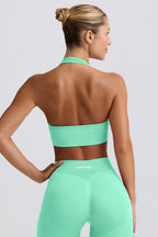 Chic Define Luxe Halterneck Sports Bra in Mint
