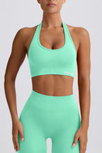 Chic Define Luxe Halterneck Sports Bra in Mint
