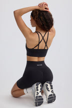 Chic Strappy Define Luxe Sports Bra in Black