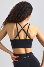 Chic Strappy Define Luxe Sports Bra in Black