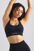 Chic Strappy Define Luxe Sports Bra in Black