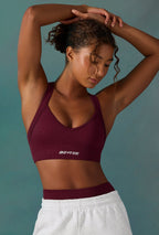 Chic Super Sculpt Seamless Cross Back Sports Bra in Plum