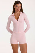 Chic Soft Active Zip-Up Jacket in Blush Marl
