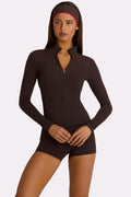 Chic Soft Active Zip-Up Jacket in Truffle