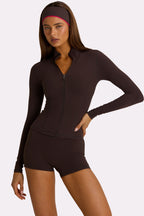 Chic Soft Active Zip-Up Jacket in Truffle