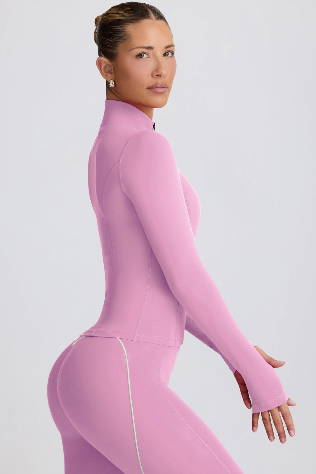Chic Soft Active Zip-Up Jacket in Dusty Pink