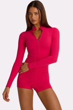 Chic Soft Active Zip-Up Jacket in Hot Pink