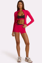 Chic Soft Active Zip-Up Jacket in Hot Pink
