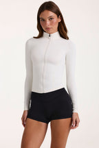 Chic Soft Active Zip-Up Jacket in Coconut