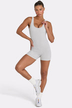 Chic Wide Strap Unitard in Grey