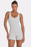 Chic Wide Strap Unitard in Grey