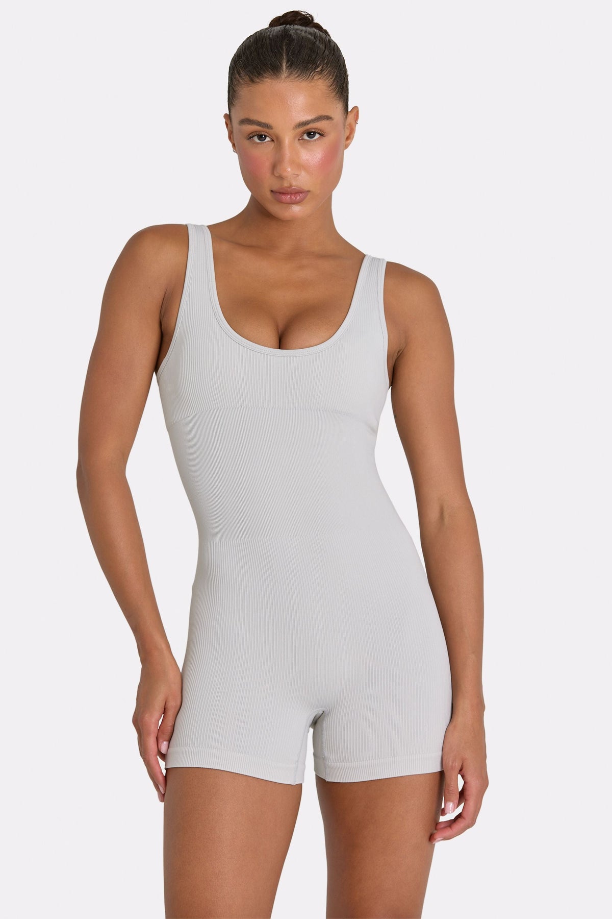 Chic Wide Strap Unitard in Grey