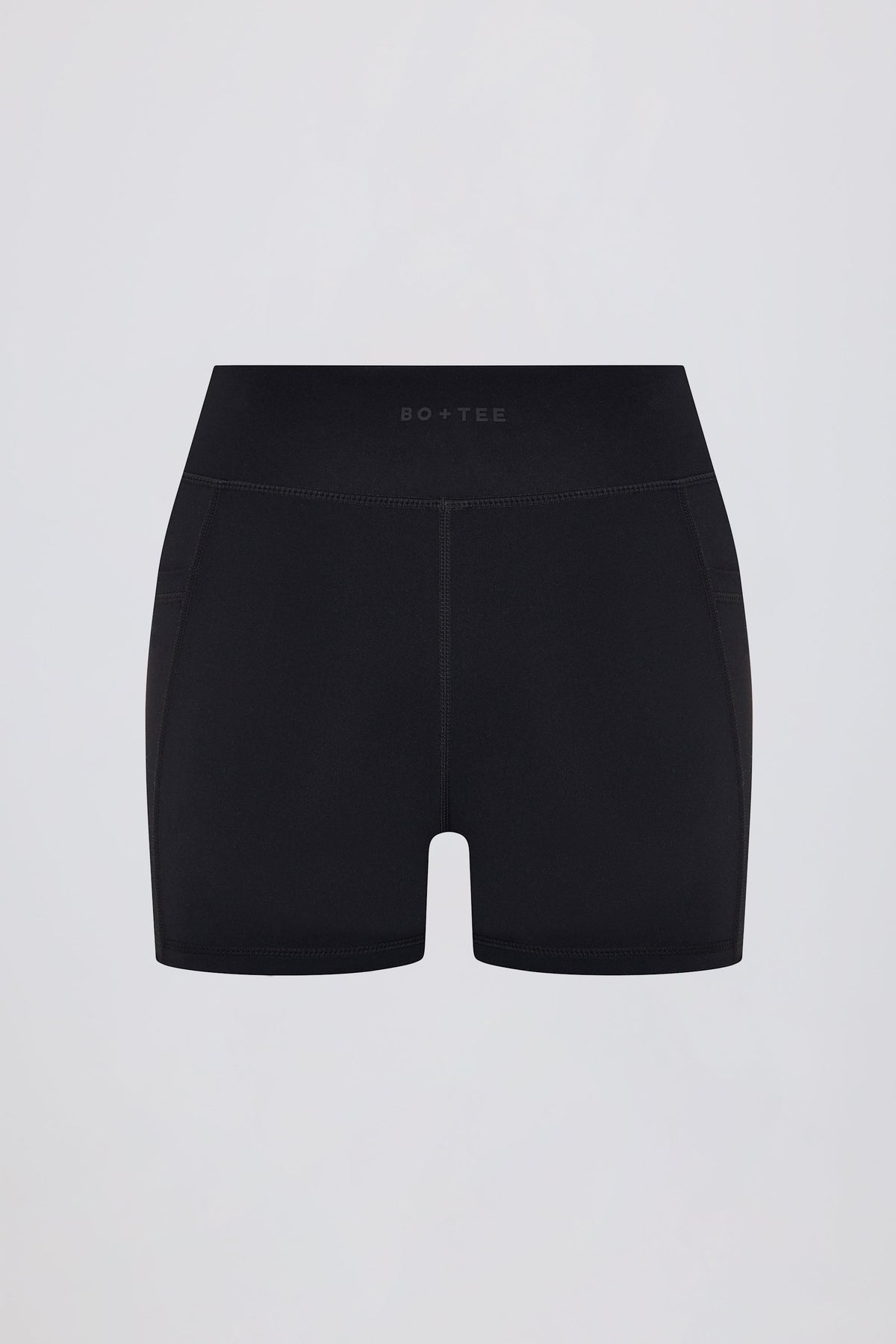 Chic Soft Active V-Waist Pocket Mini Shorts in Black