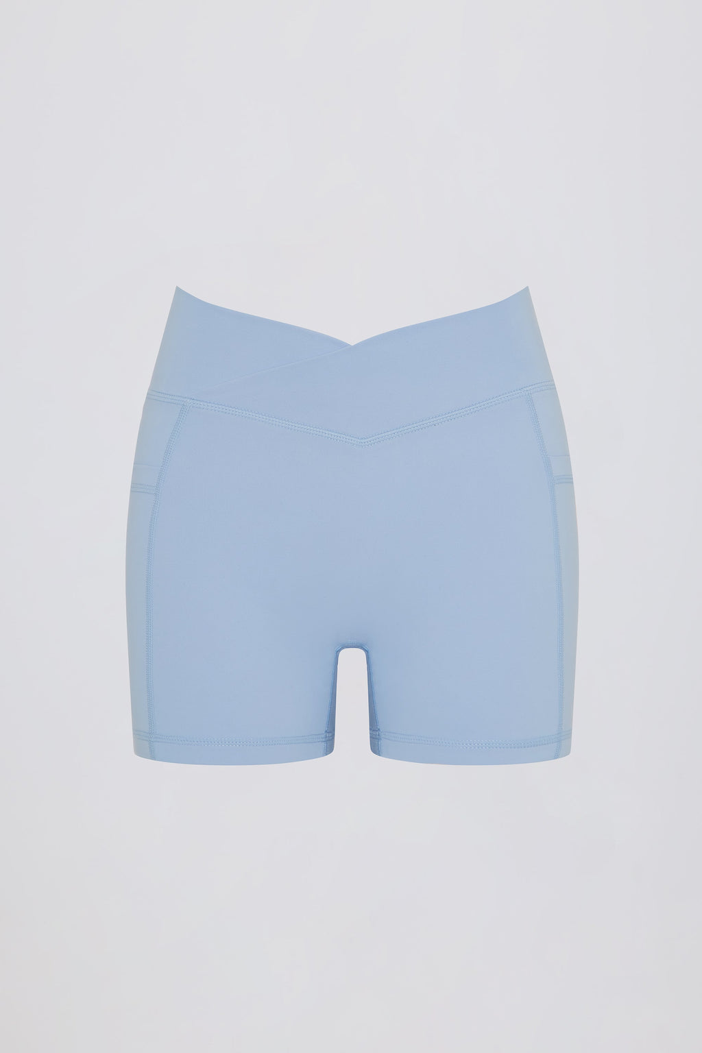 Chic Soft Active Pocket V-Waist Mini Shorts in Sky
