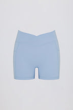 Chic Soft Active Pocket V-Waist Mini Shorts in Sky