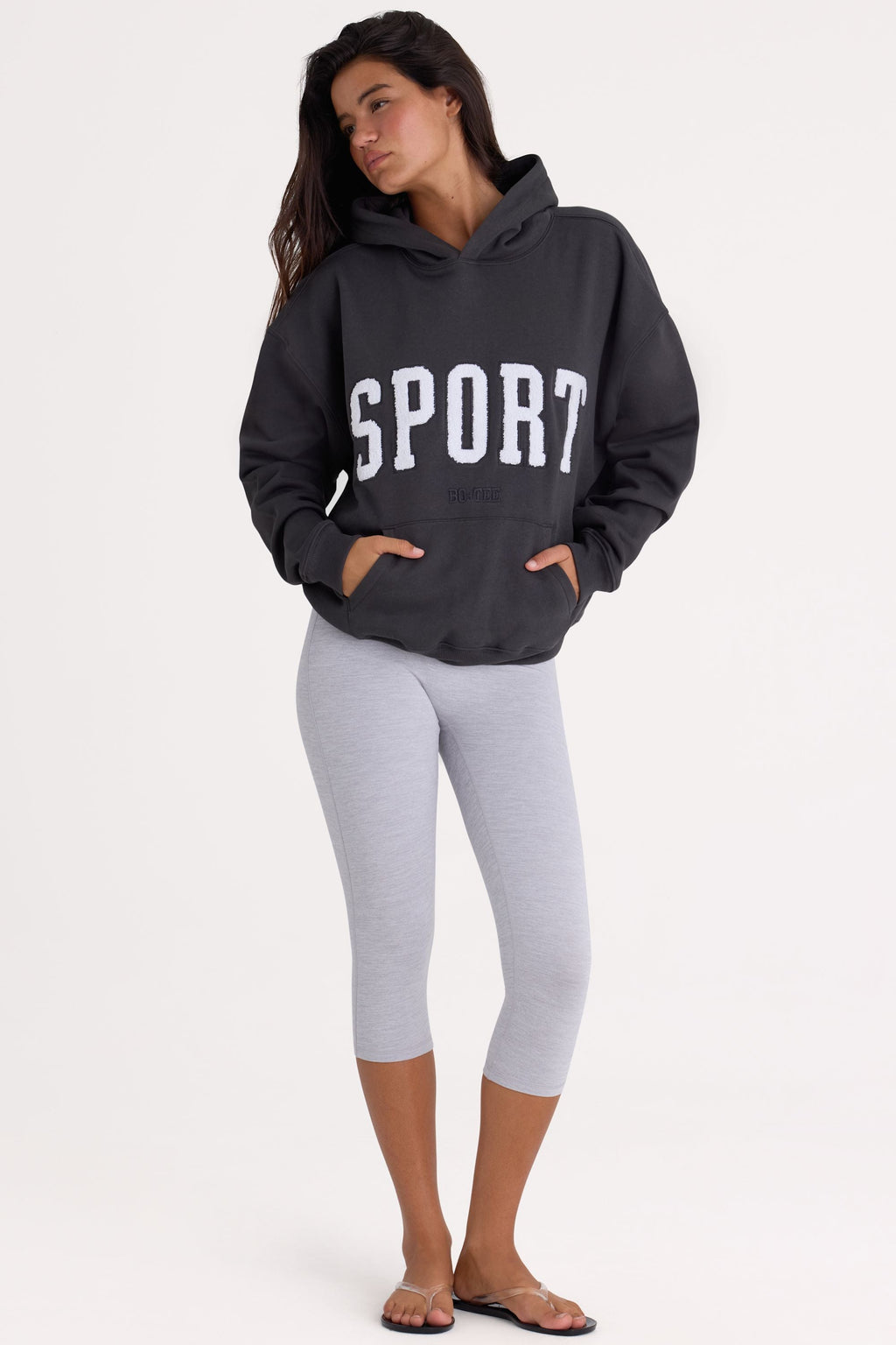 Chic Soft Cotton Fleece Oversized Hoodie in Black