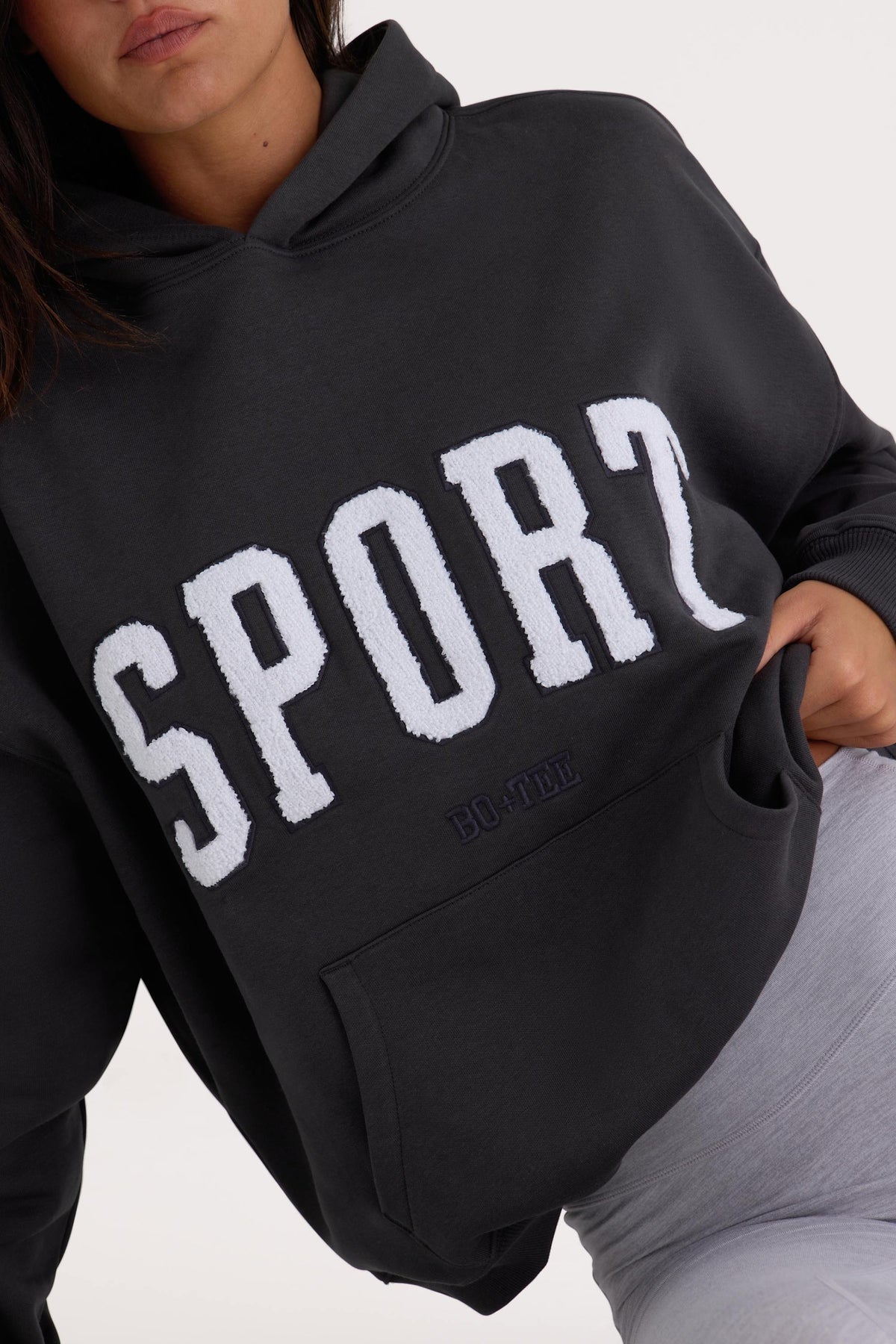 Chic Soft Cotton Fleece Oversized Hoodie in Black