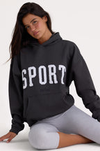 Chic Soft Cotton Fleece Oversized Hoodie in Black