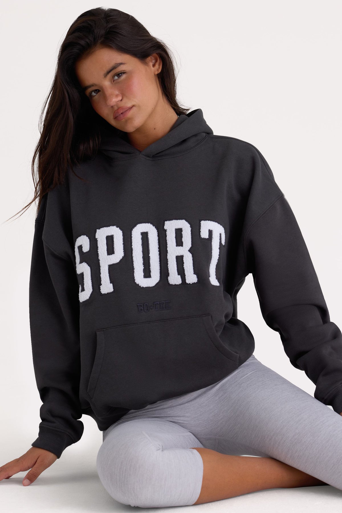 Chic Soft Cotton Fleece Oversized Hoodie in Black