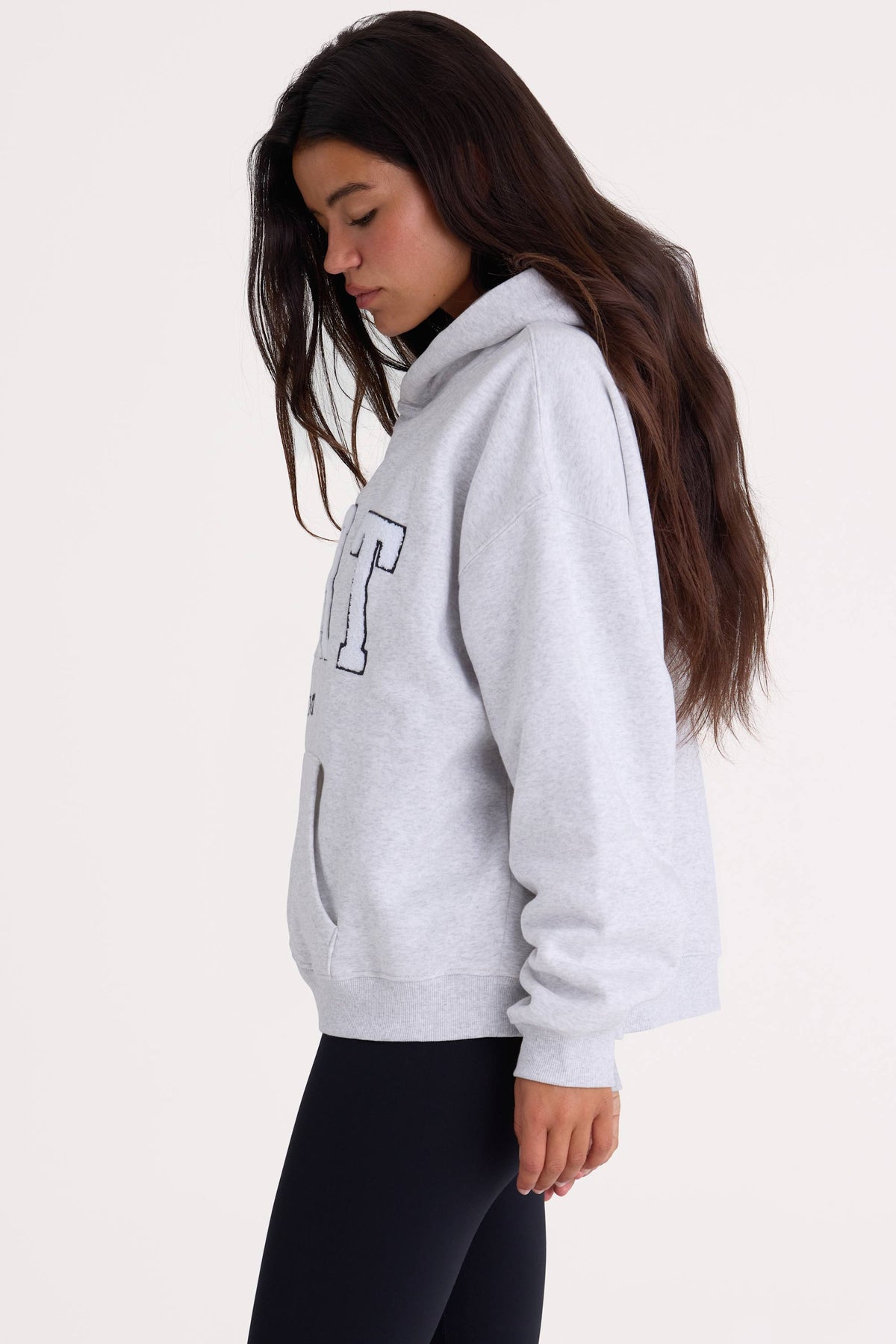 Chic Soft Cotton Fleece Oversized Hoodie in Marl Grey