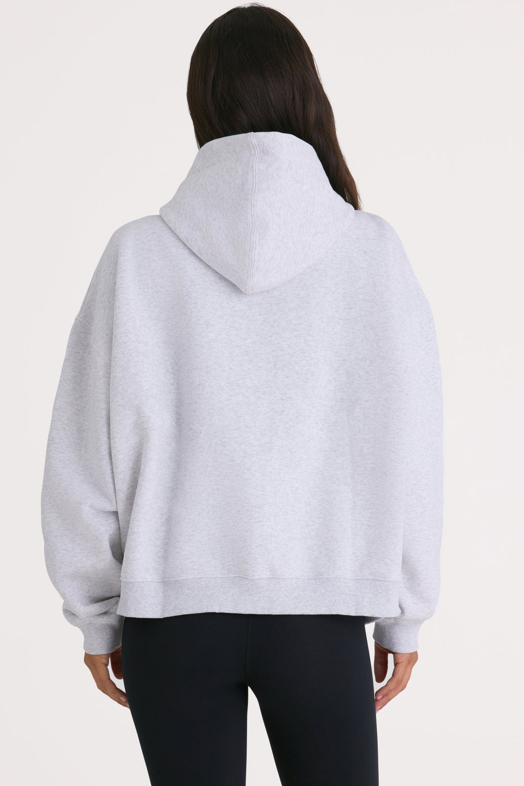 Chic Soft Cotton Fleece Oversized Hoodie in Marl Grey