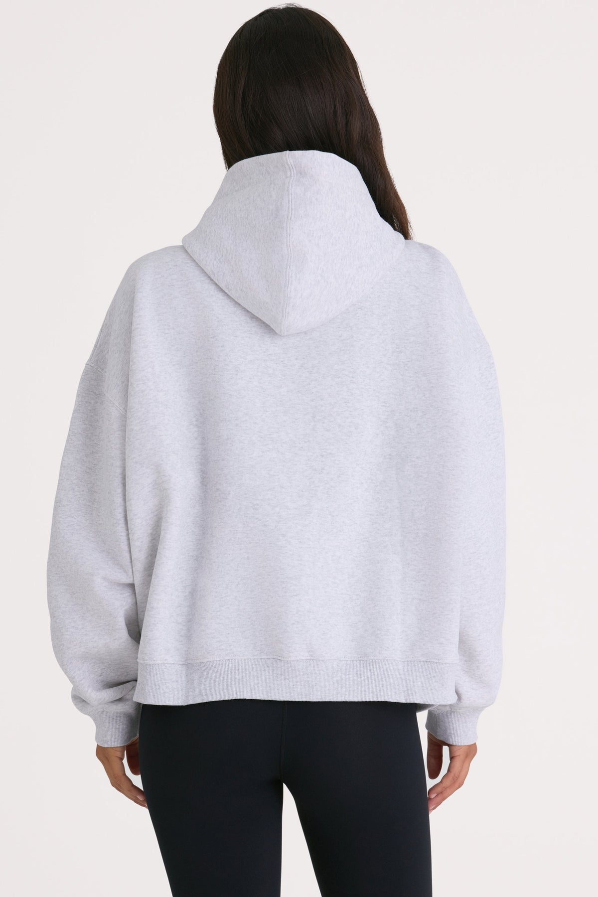 Chic Soft Cotton Fleece Oversized Hoodie in Marl Grey