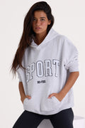 Chic Soft Cotton Fleece Oversized Hoodie in Marl Grey
