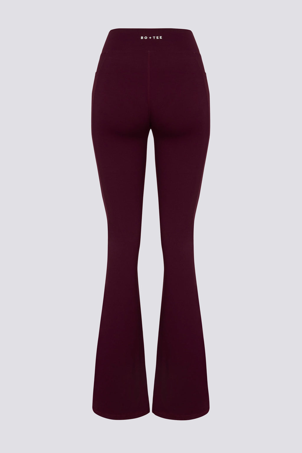 Chic Soft Active V-Waist Pocket Flared Leggings in Burgundy