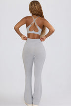 Chic Soft Active V-Waist Flared Leggings in Grey