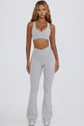 Chic Soft Active V-Waist Flared Leggings in Grey