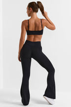 Chic Soft Active V-Waist Flared Leggings in Black