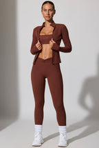 Chic Full Length Leggings with Pockets in Brown