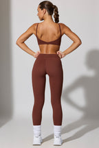 Chic Full Length Leggings with Pockets in Brown