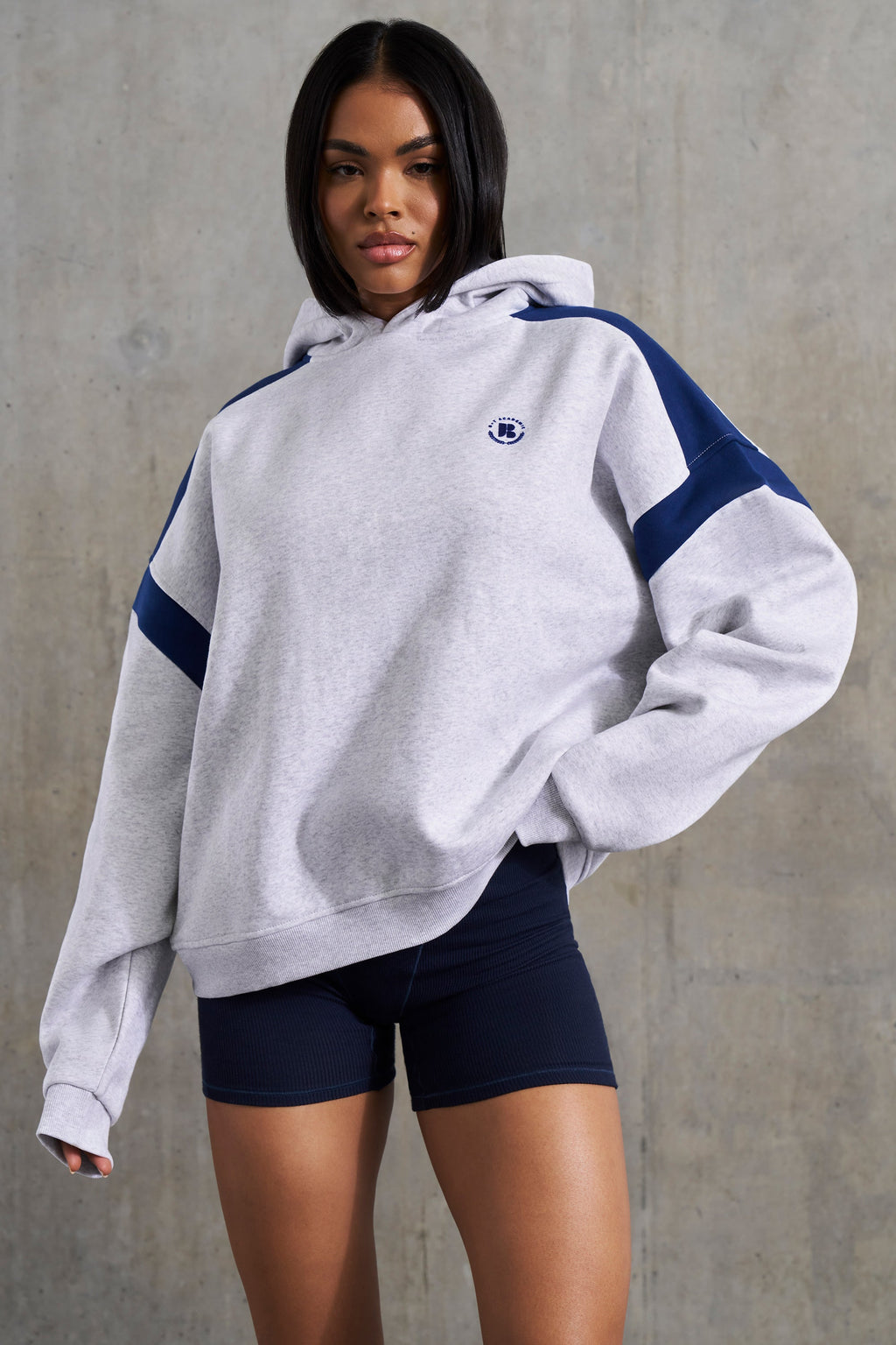 Chic Cotton Fleece Oversized Hoodie in Heather Grey