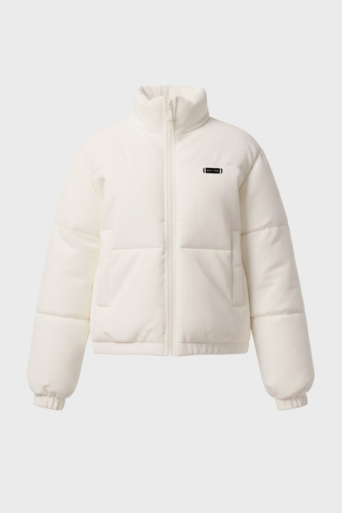 Chic Corduroy Quilted Puffer Jacket in Ivory