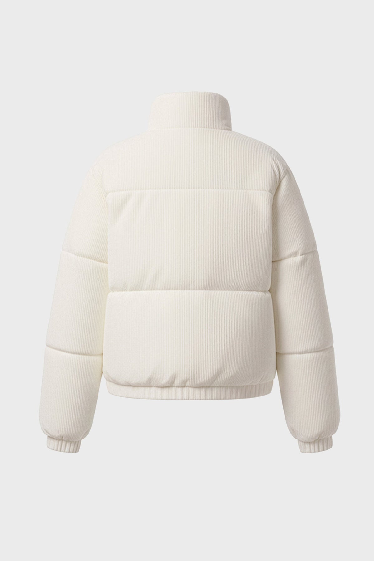 Chic Corduroy Quilted Puffer Jacket in Ivory