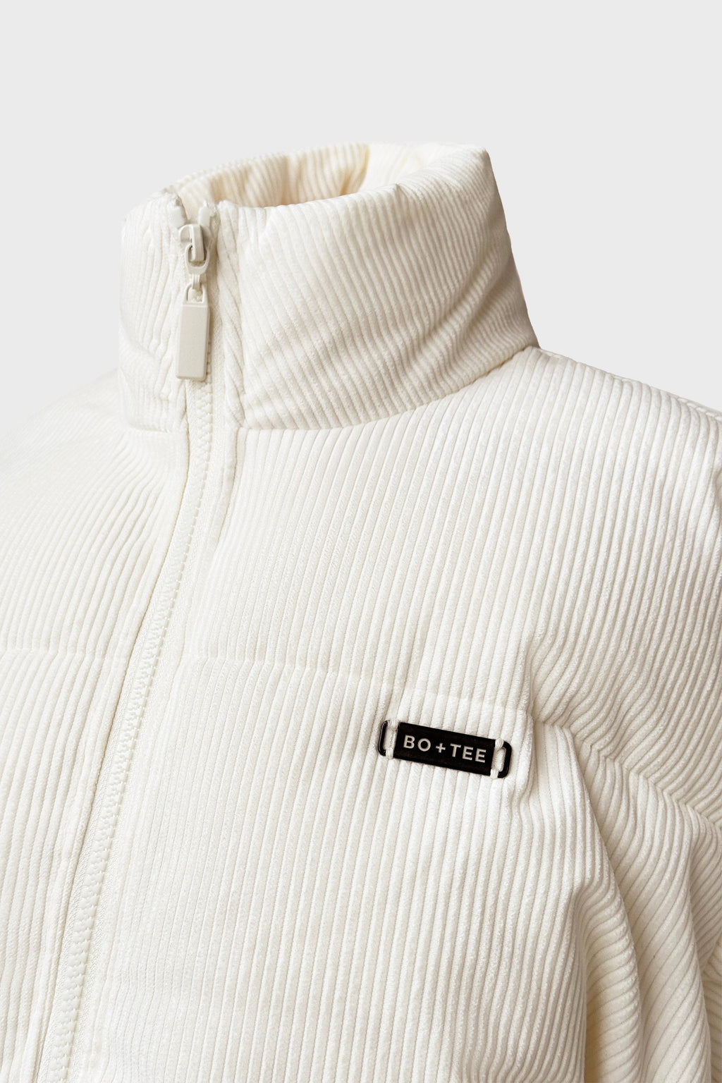 Chic Corduroy Quilted Puffer Jacket in Ivory