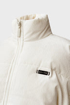Chic Corduroy Quilted Puffer Jacket in Ivory