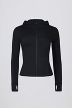 Chic Soft Active Hooded Mid-Layer Jacket in Black