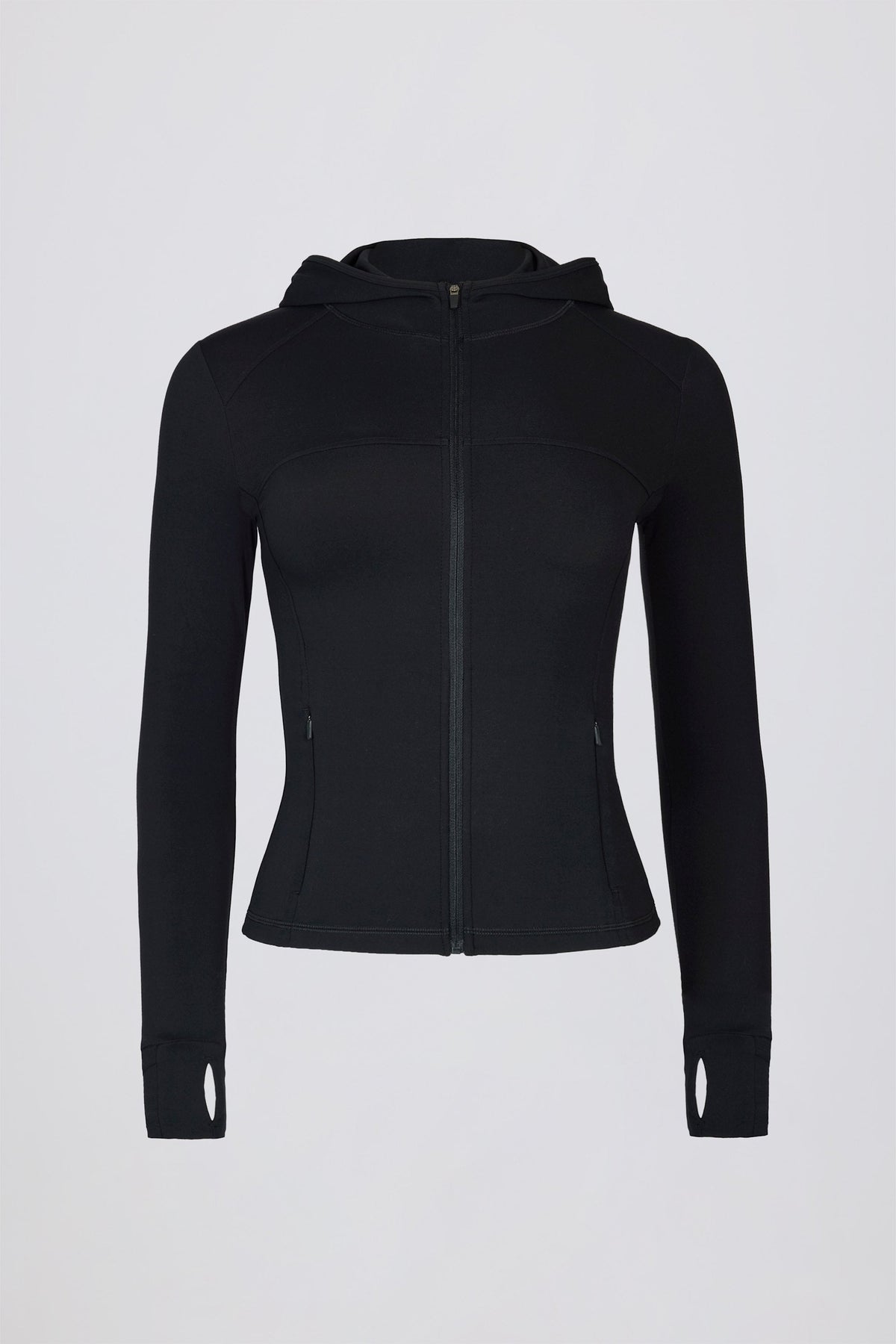 Chic Soft Active Hooded Mid-Layer Jacket in Black