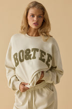 Chic Oversized Crew Neck Sweatshirt in Bone