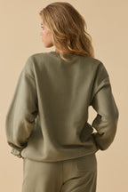 Chic Oversized Crew Neck Sweatshirt in Soft Olive