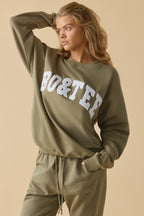 Chic Oversized Crew Neck Sweatshirt in Soft Olive
