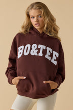 Chic Oversized Hooded Sweatshirt in Mahogany