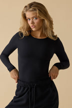 Chic Soft Active Long Sleeve Top in Black