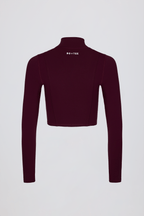 Chic Soft Active Zip-Up Cropped Jacket in Burgundy