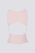 Chic Soft Active Boat-Neck Open-Back Tank Top in Ballet Pink