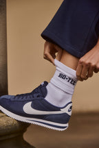 Chic Ribbed Half-Crew Socks in White